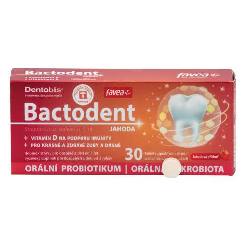 FAVEA Bactodent Jahoda 30 tablet – пищевая добавка для здоровья полости рта
