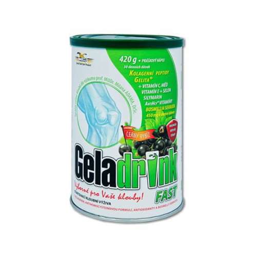 GELADRINK Fast - Supportive joint nutrition with blackcurrant flavor, 420 g