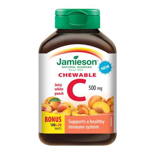 JAMIESON Vitamín C - Витамин С 500 мг вкус персика, 120 таблеток