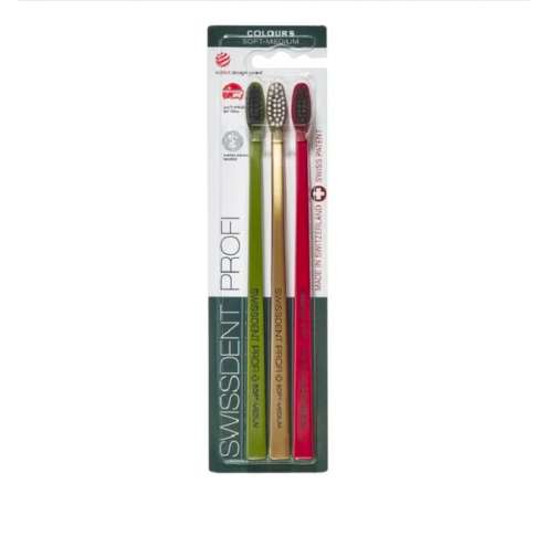 SWISSDENT Colours Soft-Medium Высококачественная зубная щетка 2 + 1 шт