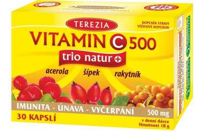 TEREZIA Vitamin C 500 mg trio natur+ 30 kapslí