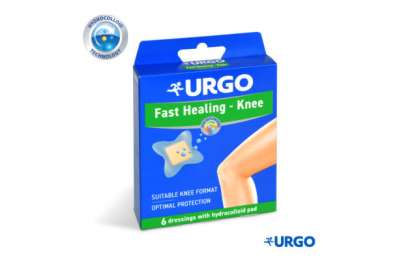 URGO FAST HEALING-KNEE - гидроколоидные пластыри для колен, 6 шт.