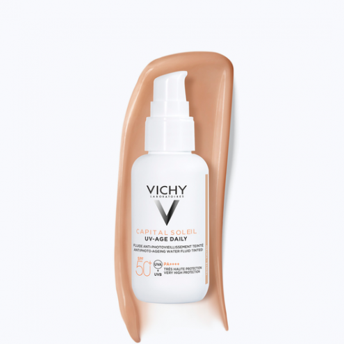 VICHY Capital Soleil Tinted UV-Age - Cолнцезащитный флюид для лица против признаков фотостарения «UV-age daily» SPF50+, 40 мл