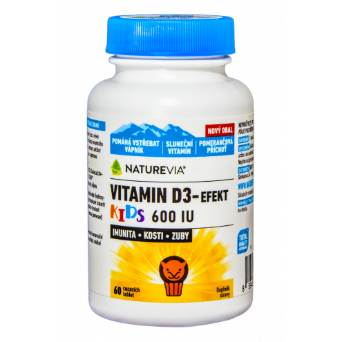 NatureVia Vitamin D3-Effect Kids 600 IU, 60 chewable tablets