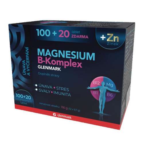 Glenmark MAGNESIUM B-komplex 100+20 potah.tablet.