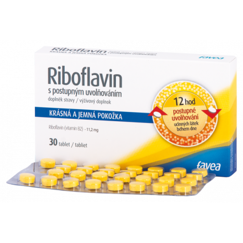 FAVEA Riboflavin - Рибофлавин (Vitamin B2) с постепенным высвобождением, 30 табл.