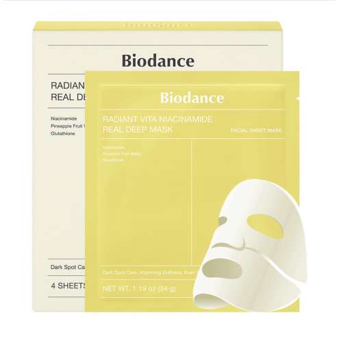 Biodance Radiant Vita Niacinamide Real Deep Mask Гидрогелевая маска с ниацинамидом и витаминным комплексом, 4 шт.