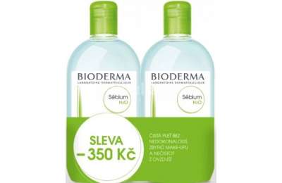 BIODERMA Sébium H2O - Čisticí micelární voda na mastnou a aknózní pleť, 500 ml + 500 ml