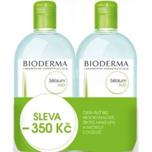 BIODERMA Sébium H2O - Čisticí micelární voda na mastnou a aknózní pleť, 500 ml + 500 ml