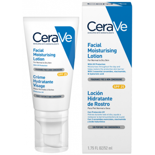 CERAVE Facial Moisturising Lotion - Non-comedogenic moisturizer with SPF, 52 ml.