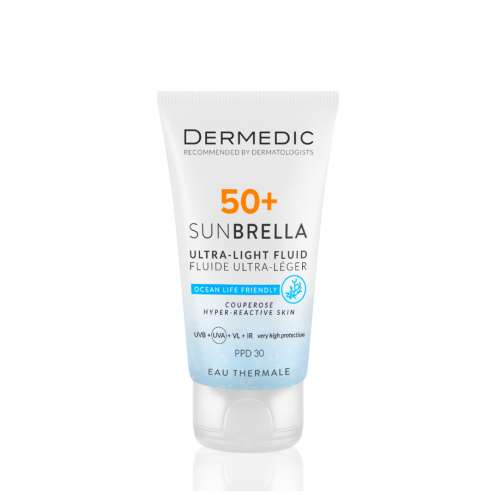 DERMEDIC Sunbrella Ultra-Light Fluid SPF 50+ Ultra-lehký opalovací fluid pro pleť se sklonem ke kuperóze 50 ml