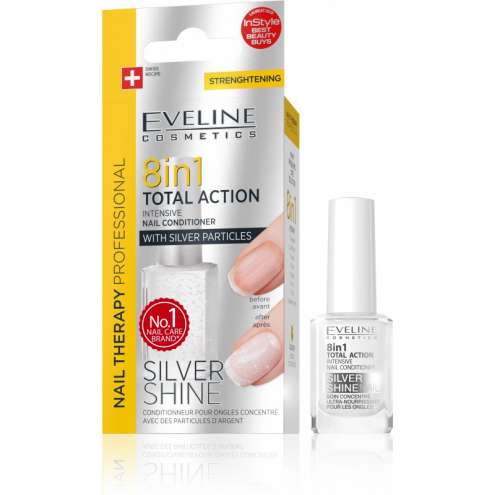 EVELINE Nail Therapy – Total 8v1 SILVER - Кондиционер для ногтей с серебром, 12 мл