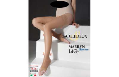 SOLIDEA MARILYN 140 18/21 mmHg - Samodržící stehenní punčochy - otevřená špička CAMEL 4L