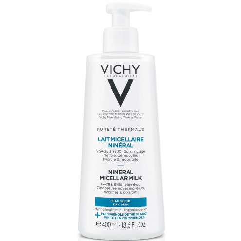 VICHY PURETE THERMALE - Minerální micelární mléko - suchá pleť, 400 ml.