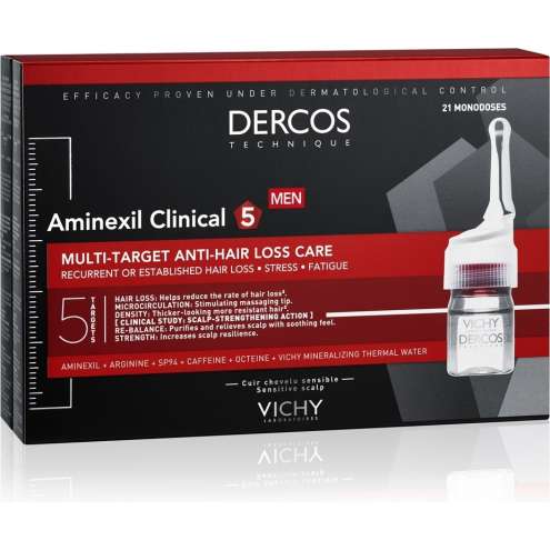 VICHY DERCOS AMINEXIL - Средство против выпадения волос MEN, 21*6 мл.