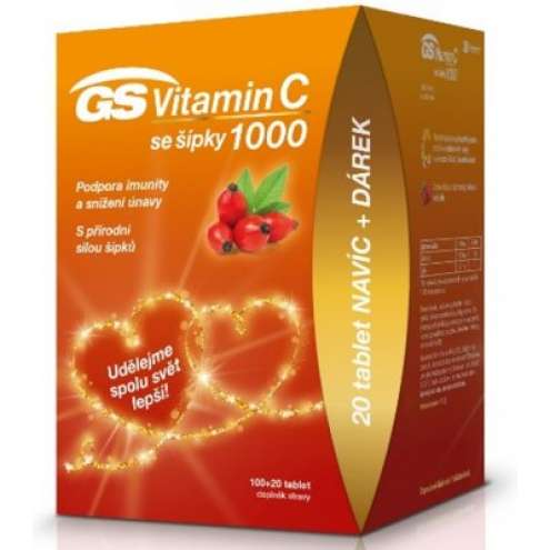 GS Vitamin C se šípky 1000 mg, 100+20 tablet