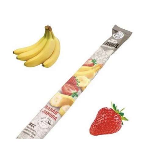 Ovocná trubička LAVAŠ banán a jahody, 140 g