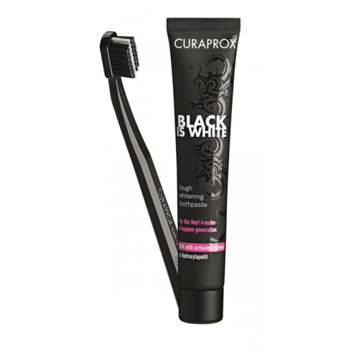 CURAPROX Black is White Set - Зубная паста черная 90 мл + Зубная щетка