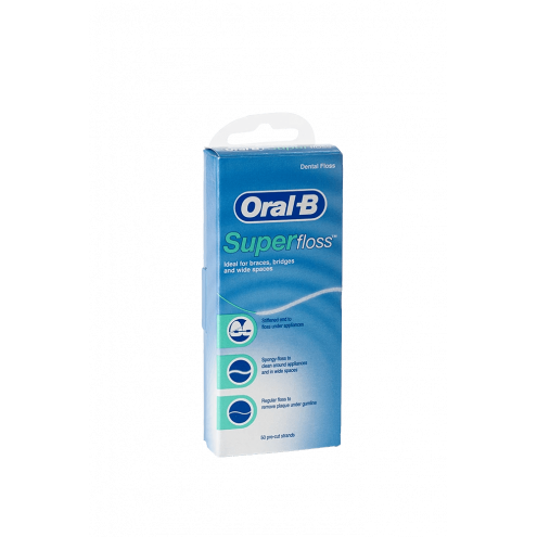 Oral-B Super Floss ортодонтическая зубная нить для брекетов 50 шт