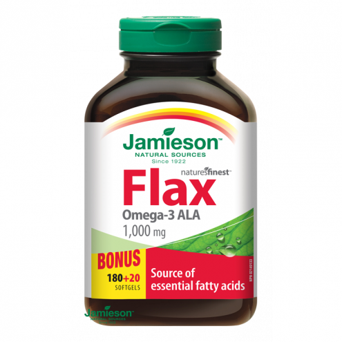 JAMIESON Flax Omega-3 1000mg Lněný olej, 200 kapslí