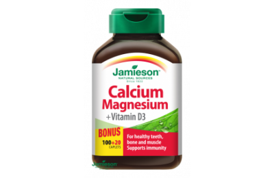 JAMIESON Calcium, Magnesium + D3 - Vápník, hořčík + D3, 100+20 tablet